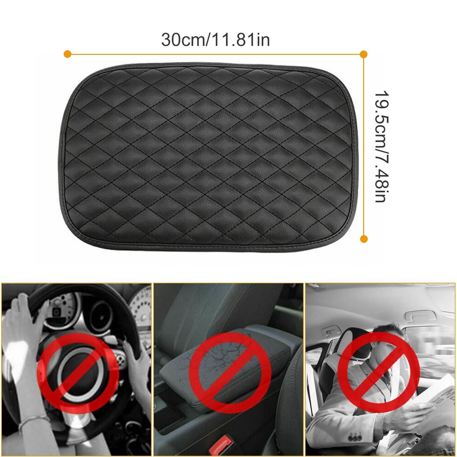 DailySale Car Armrest Pad Cover PU Leather Fit for SUV Truck Car, side view