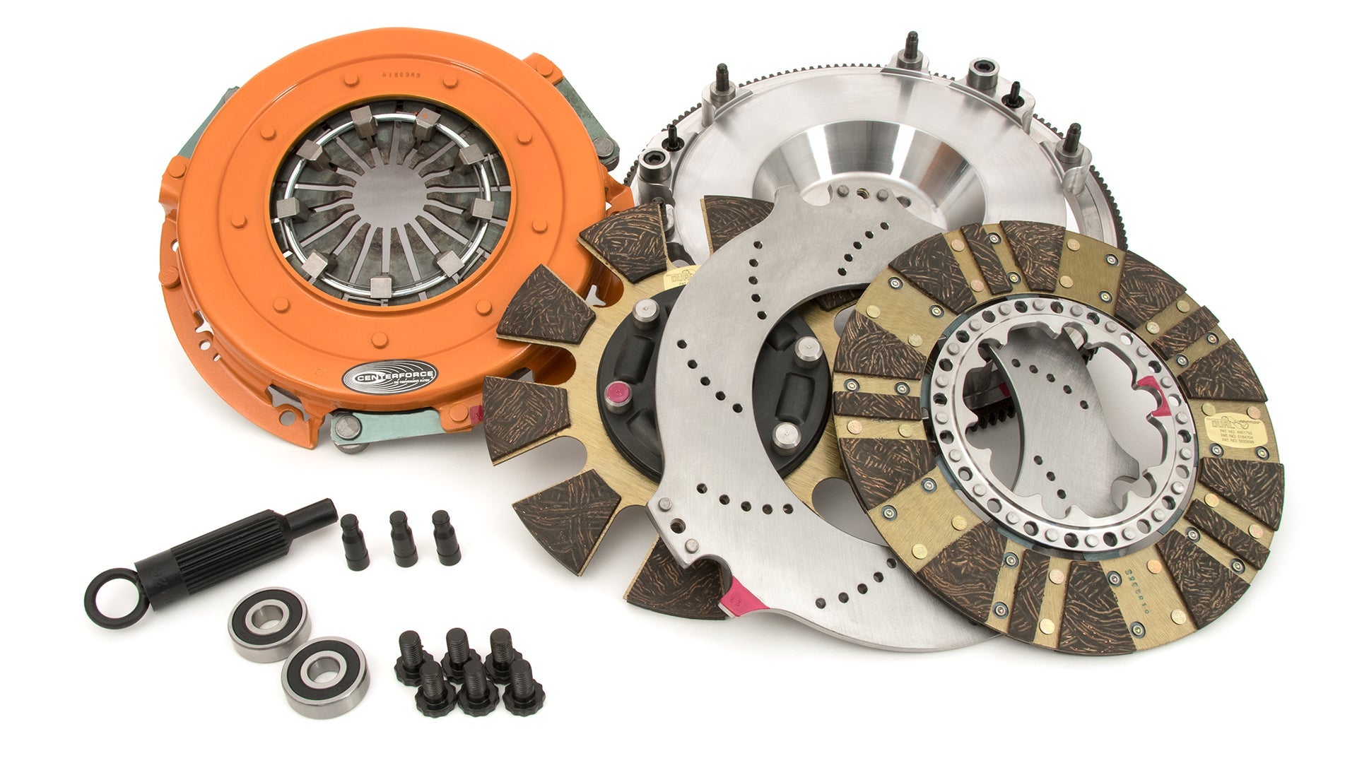 Centerforce DYAD ? DS 10.4 Multi-Disc Clutch And Flywheel Kit 168 Tooth Gear 0 In/oz Internally Balanced 6 Bolt Crank 1300 Ft/lbs Capacity 10.4in Dia. 26-Spline Fits Cadillac/Chevrolet CTS And Camaro V 6.2L Montgomery Parts