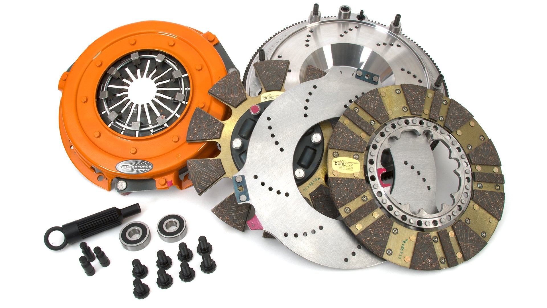 Centerforce DYAD ? DS 10.4 Multi-Disc Clutch And Flywheel Kit 51.65 Lbs 168 Tooth Gear 0 In/oz Internally Balanced 8 Bolt Crank 1300 Ft/lbs Capacity 10.4in Dia. 26-Spline Fits Chevrolet Camaro And Corvette 6.2L Montgomery Parts
