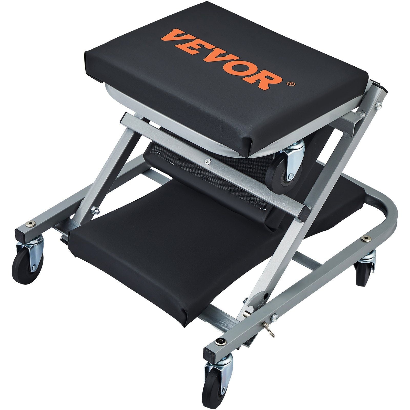 VYSN 2-in-1 Z Creeper seat and rolling chair for auto mechanics, with padded cushion and sturdy wheels, ideal for garage work.
