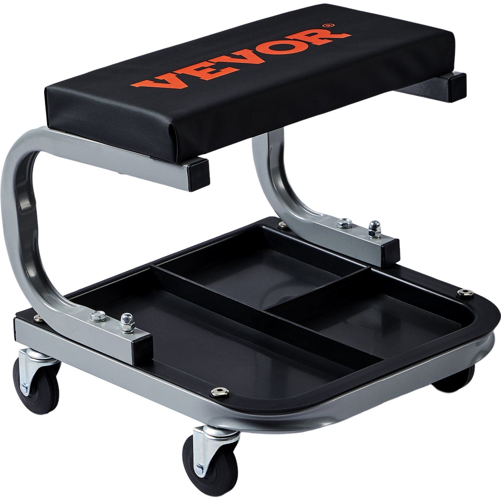 VYSN mechanics garage stool with tool tray, sturdy seat under car, supports 250 lbs, ideal for automotive repair and outdoor work.