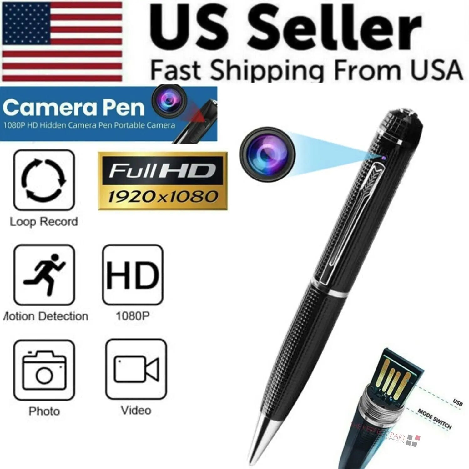 Hidden Cam Pocket Pen Camera 1080P HD Mini Body Video Recorder DVR Security USB Gm Service Guy