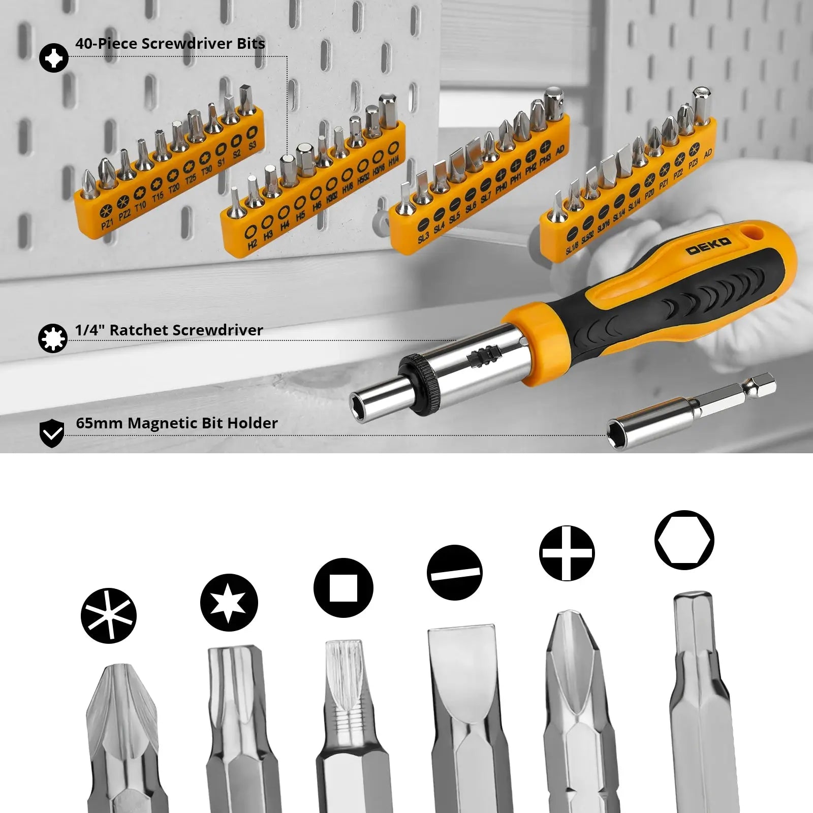 DEKO 228Pcs Socket Wrench Auto Repair Tool Combination Package Mixed Tool Set Hand Tool Kit with Plastic Toolbox Storage Case Gm Service Guy