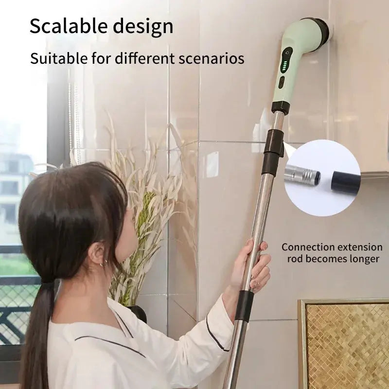 9-in-1 Multifunctional Wireless Electric Cleaning Brush Household Kitchen Bathroom Brush USB Handheld Rotating Cleaning tools Gm Service Guy