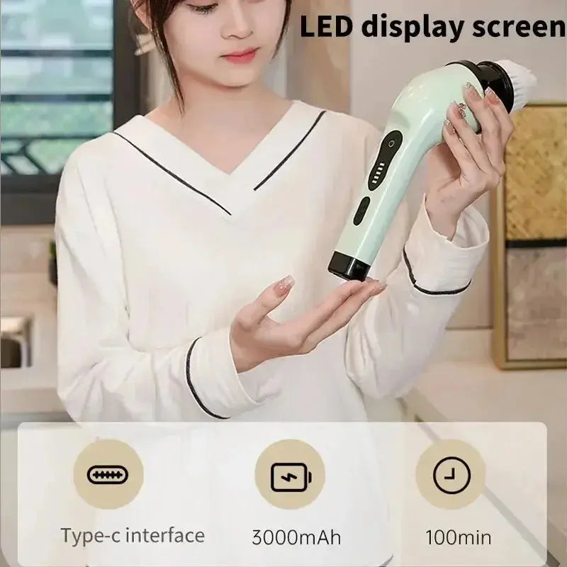 9-in-1 Multifunctional Wireless Electric Cleaning Brush Household Kitchen Bathroom Brush USB Handheld Rotating Cleaning tools Gm Service Guy
