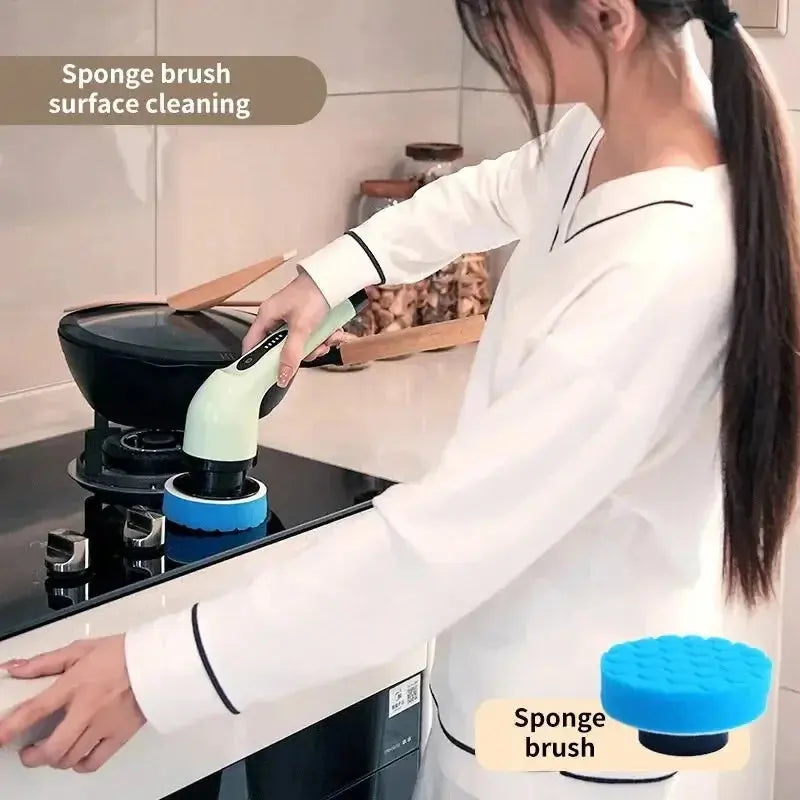 9-in-1 Multifunctional Wireless Electric Cleaning Brush Household Kitchen Bathroom Brush USB Handheld Rotating Cleaning tools Gm Service Guy