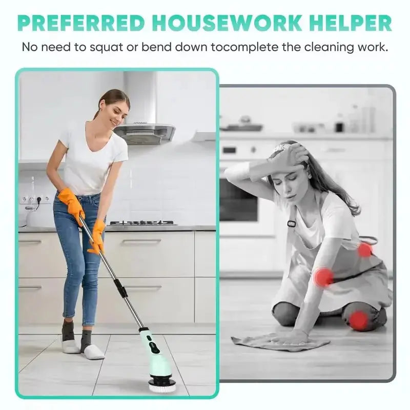 9-in-1 Multifunctional Wireless Electric Cleaning Brush Household Kitchen Bathroom Brush USB Handheld Rotating Cleaning tools Gm Service Guy