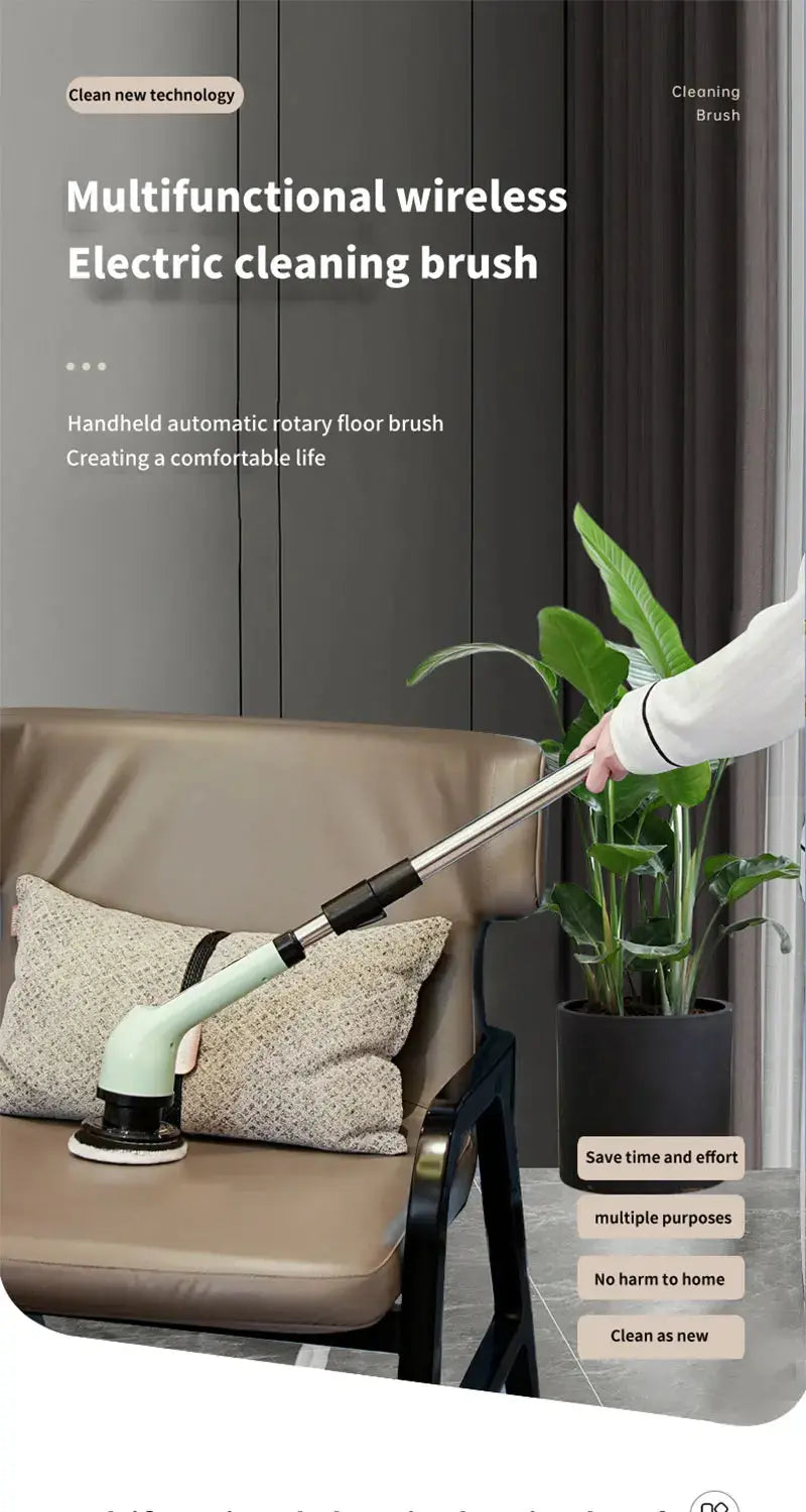 9-in-1 Multifunctional Wireless Electric Cleaning Brush Household Kitchen Bathroom Brush USB Handheld Rotating Cleaning tools Gm Service Guy