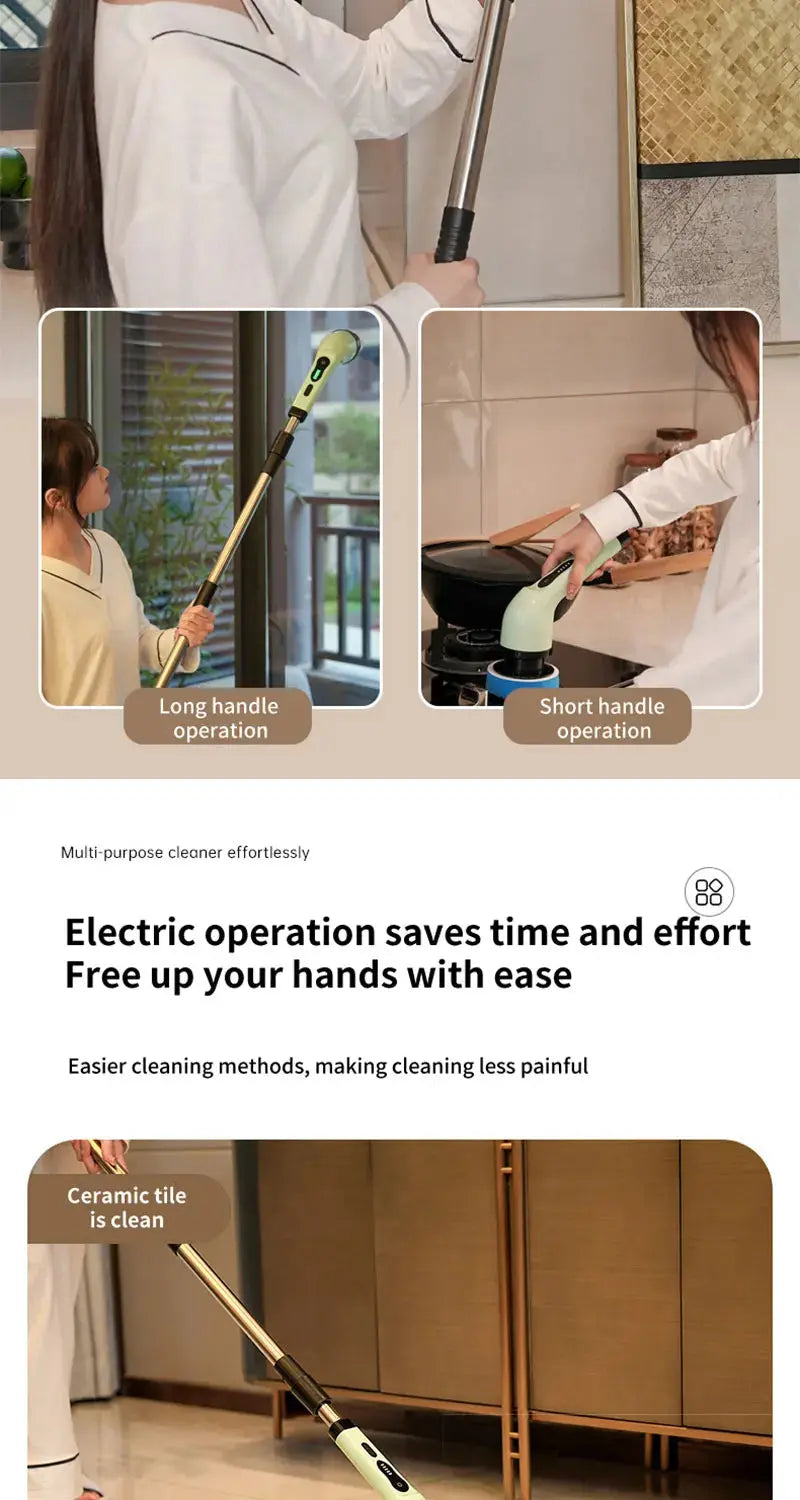 9-in-1 Multifunctional Wireless Electric Cleaning Brush Household Kitchen Bathroom Brush USB Handheld Rotating Cleaning tools Gm Service Guy
