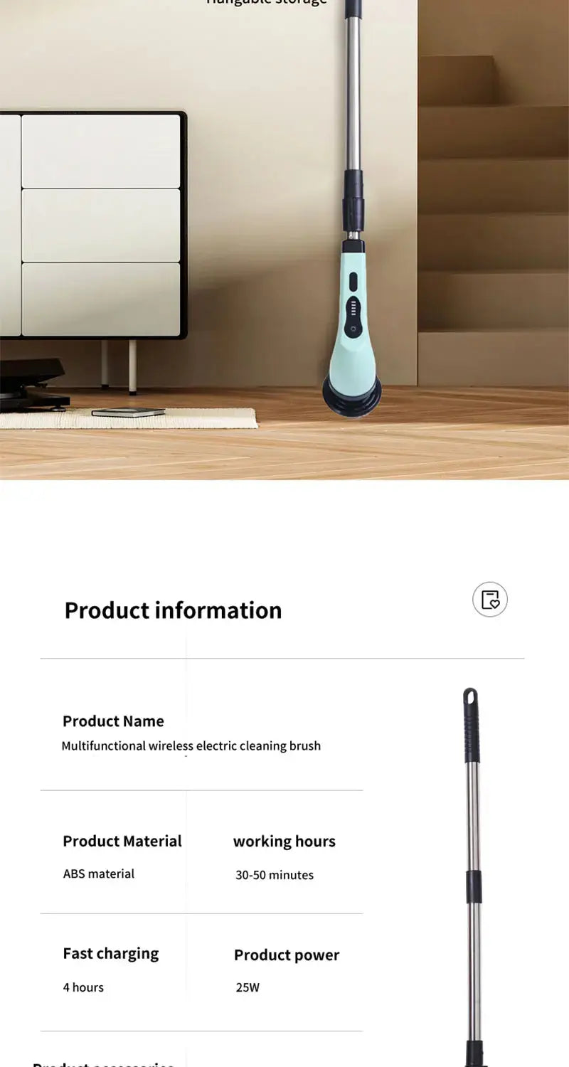9-in-1 Multifunctional Wireless Electric Cleaning Brush Household Kitchen Bathroom Brush USB Handheld Rotating Cleaning tools Gm Service Guy