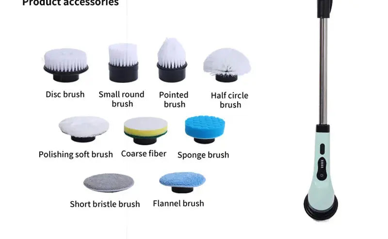 9-in-1 Multifunctional Wireless Electric Cleaning Brush Household Kitchen Bathroom Brush USB Handheld Rotating Cleaning tools Gm Service Guy