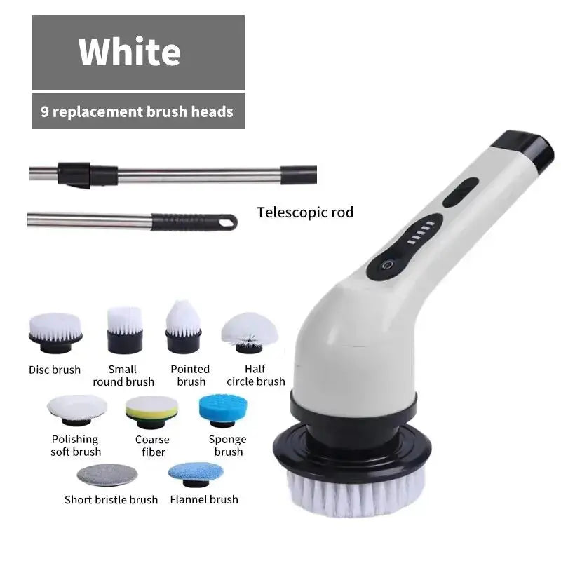 9-in-1 Multifunctional Wireless Electric Cleaning Brush Household Kitchen Bathroom Brush USB Handheld Rotating Cleaning tools Gm Service Guy