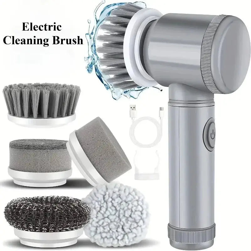 Electric Spin Scrubber, Bathroom Cordless Cleaning Brush Power Scrubber with 5 Replaceable Brush Heads, Electric Cleaning Brush Gm Service Guy