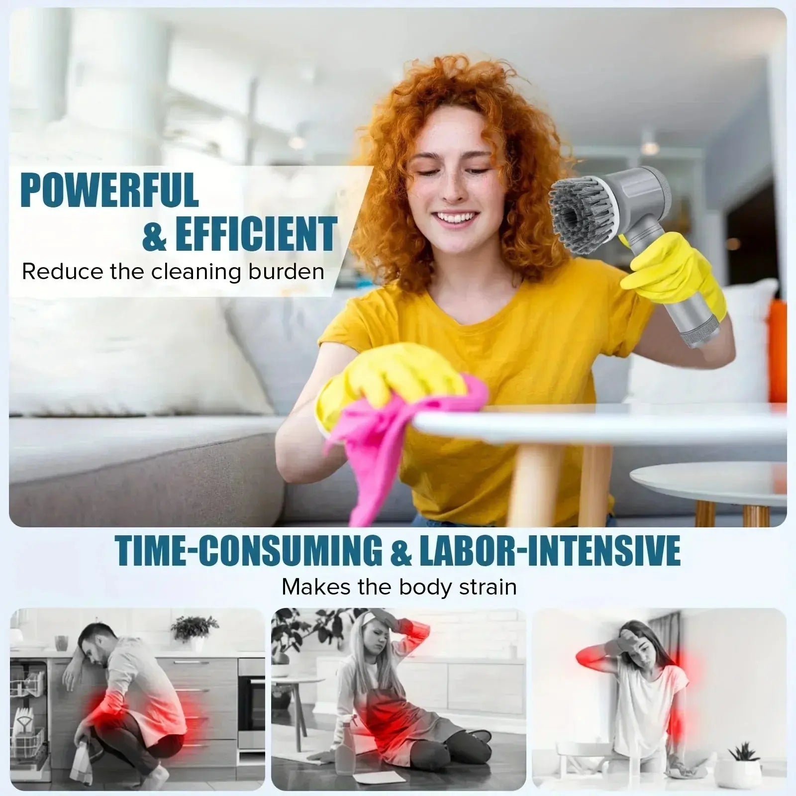 Electric Spin Scrubber, Bathroom Cordless Cleaning Brush Power Scrubber with 5 Replaceable Brush Heads, Electric Cleaning Brush Gm Service Guy