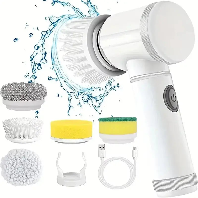 Electric Spin Scrubber, Bathroom Cordless Cleaning Brush Power Scrubber with 5 Replaceable Brush Heads, Electric Cleaning Brush Gm Service Guy