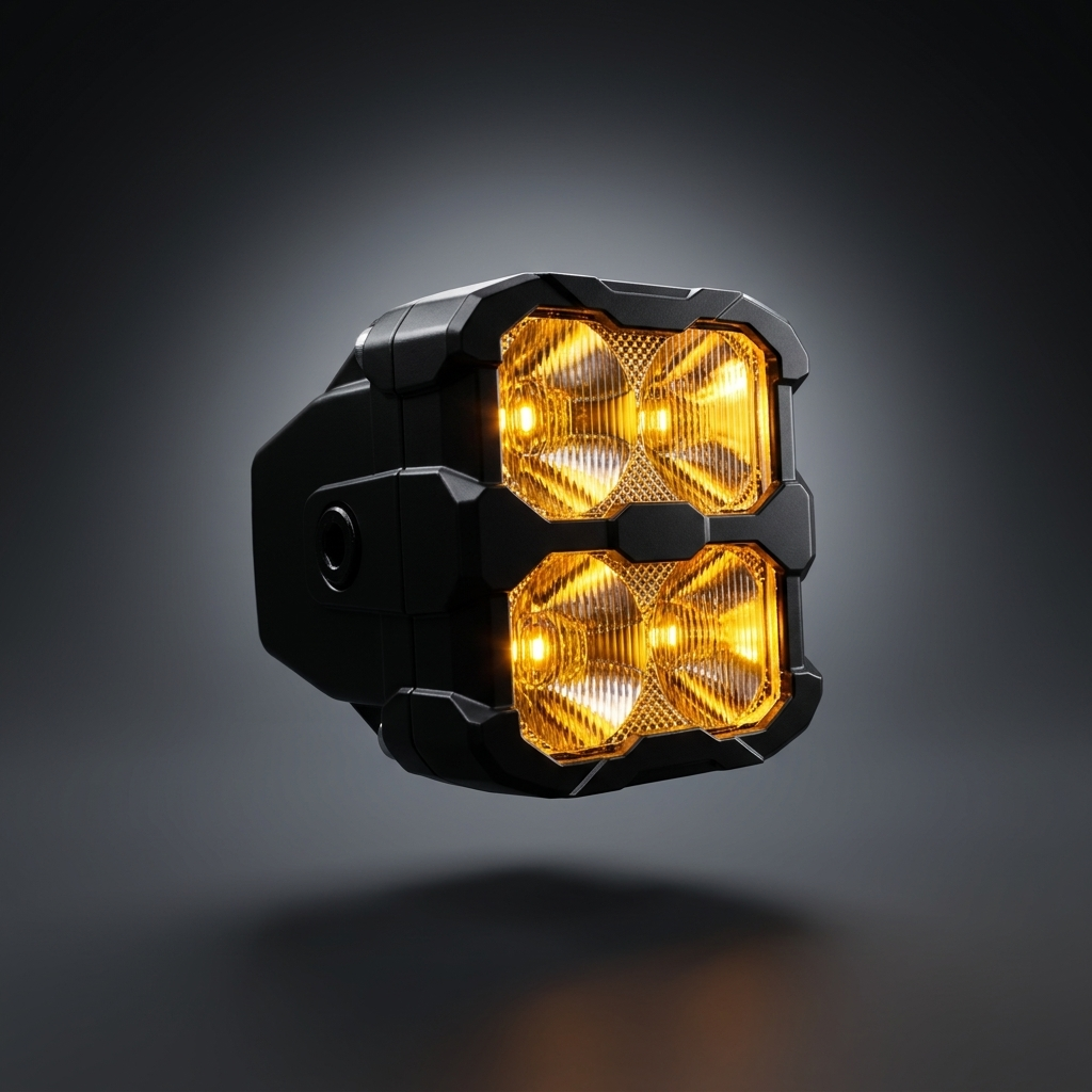 M&R Automotive 2022+ Hummer EV ditch lights PRO with LED bulbs, mounted on the vehicle's front grille.