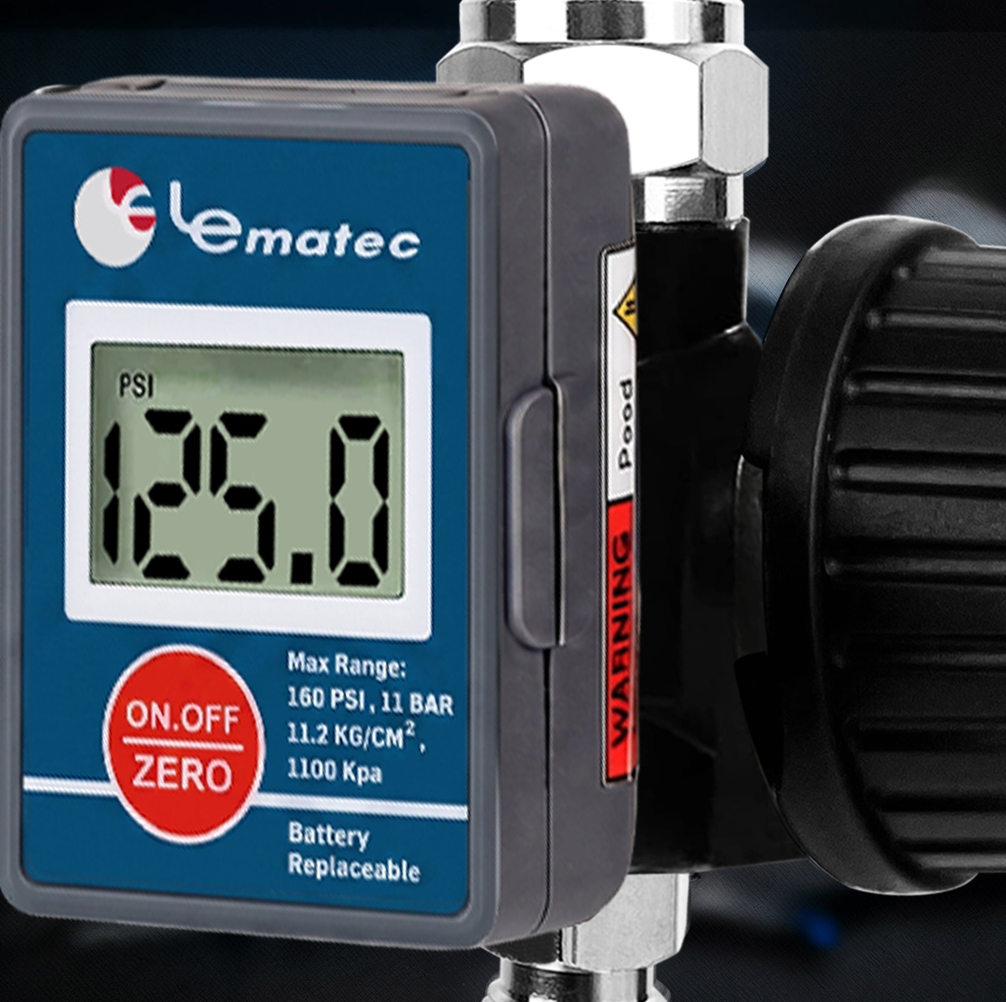 Pro Air Tools Professional Digital Air Regulator - 160 PSI Diaphragm Control with Multi-Unit Display, close-up detail