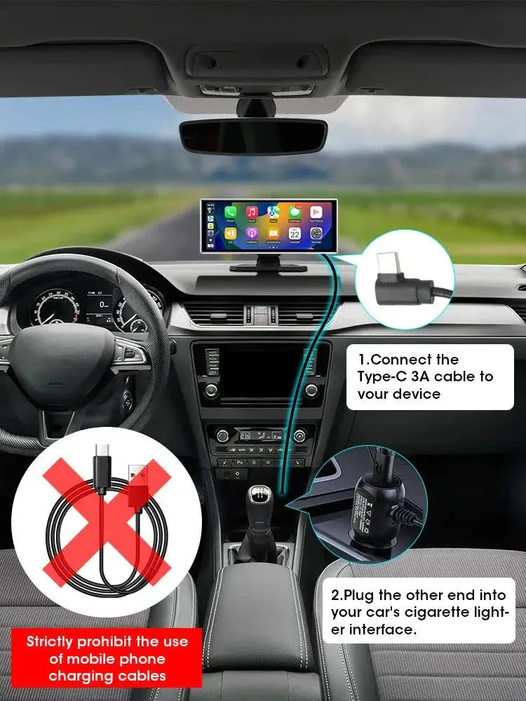 11.26 inch Car DVR 4K Dash Cam Dual Lens Wireless Carplay & Android Auto Video Recorder Monitor GPS Navigation 5G Wifi FM AUX MANDOTOS
