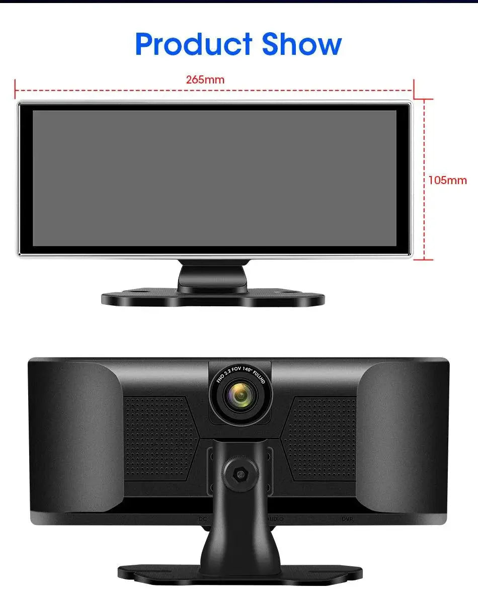11.26 inch Car DVR 4K Dash Cam Dual Lens Wireless Carplay & Android Auto Video Recorder Monitor GPS Navigation 5G Wifi FM AUX MANDOTOS