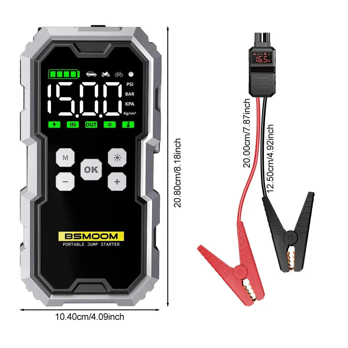 MANDOTOS Car Jump Starter Pro With Air Compressor 6000A 21800mAh LCD Display Portable Booster Charger MANDOTOS