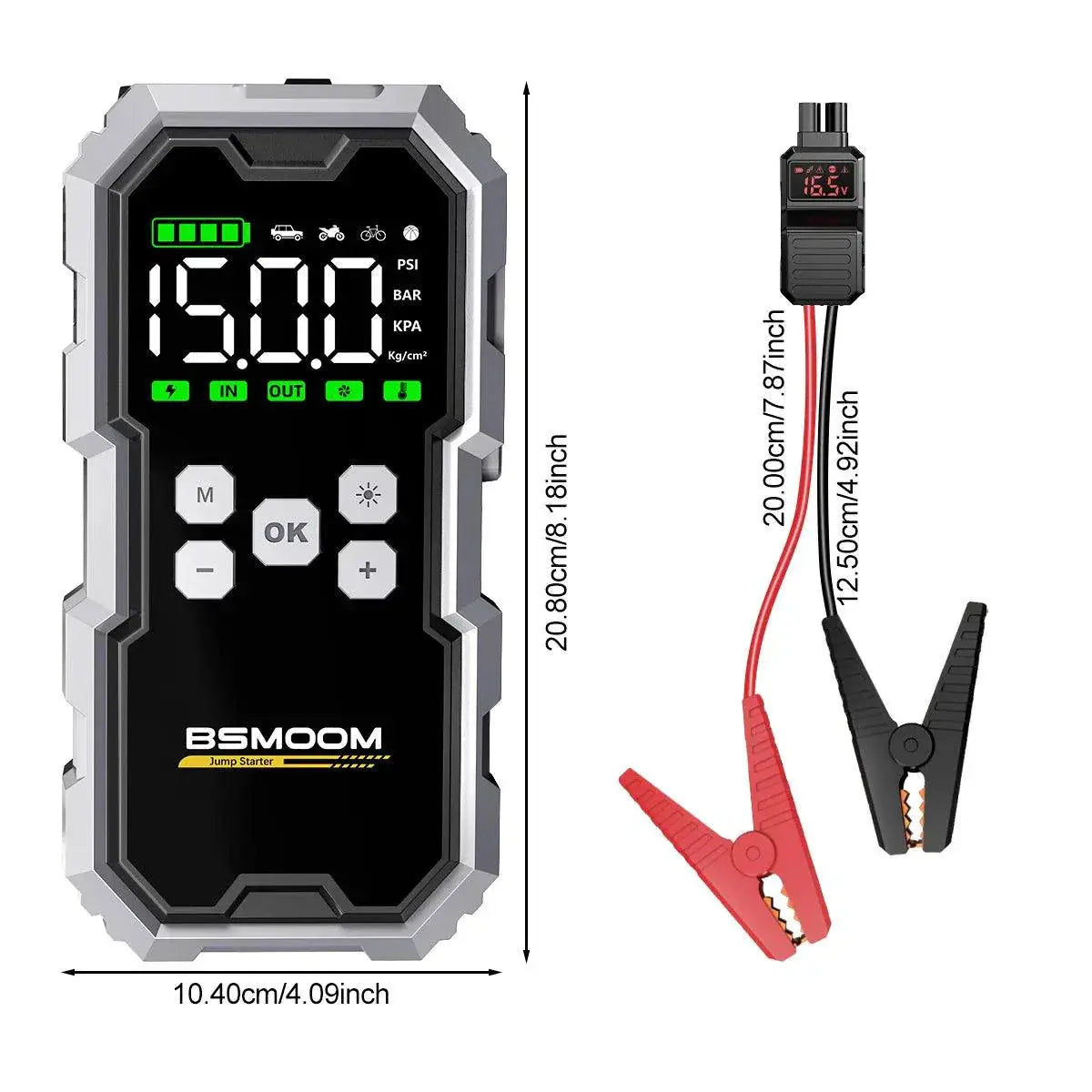 MANDOTOS Car Jump Starter Pro With Air Compressor 6000A 21800mAh LCD Display Portable Booster Charger MANDOTOS