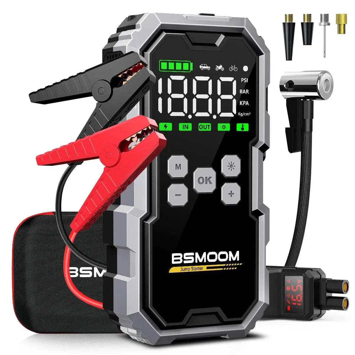 MANDOTOS Car Jump Starter Pro With Air Compressor 6000A 21800mAh LCD Display Portable Booster Charger MANDOTOS