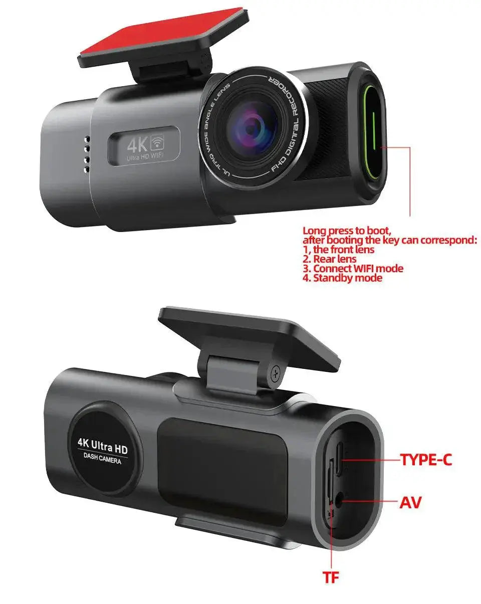 Acceo 4K Ultra HD Dash Cam Dual Lens With WiFi GPS Night Vision Parking Mode Built In MANDOTOS