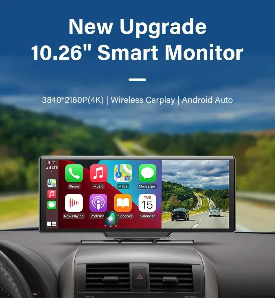 4K 10.26'' Mirror Dash Cam w/ Carplay & Android Auto MANDOTOS