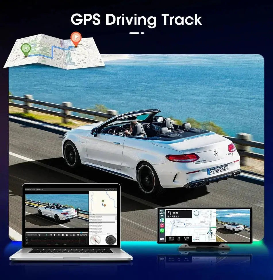 4K 10.26'' Mirror Dash Cam w/ Carplay & Android Auto MANDOTOS