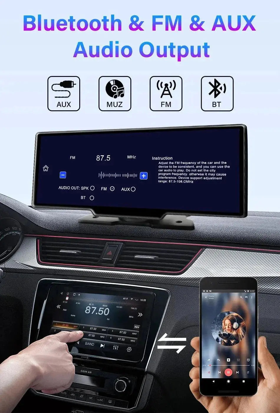 4K 10.26'' Mirror Dash Cam w/ Carplay & Android Auto MANDOTOS