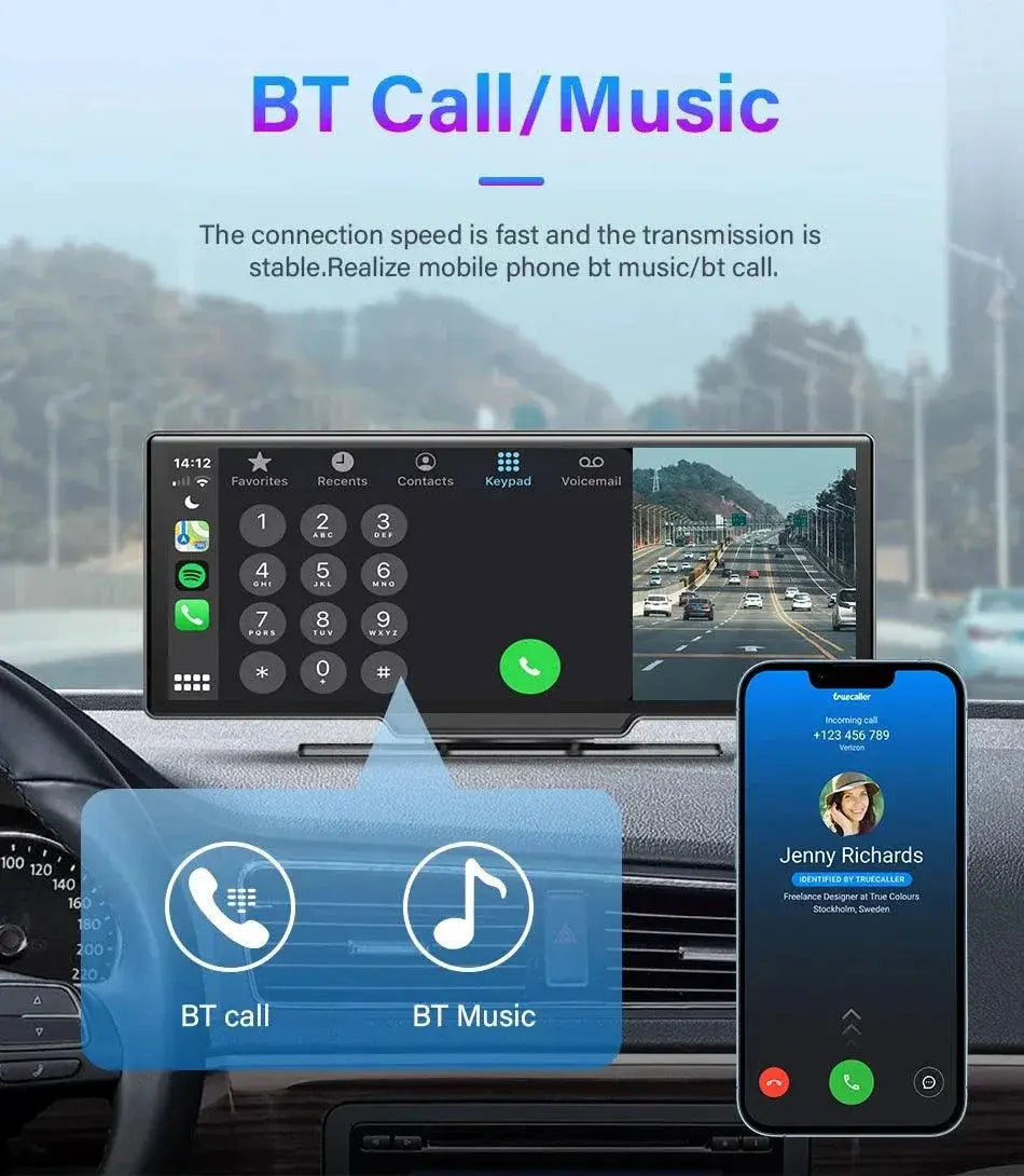 4K 10.26'' Mirror Dash Cam w/ Carplay & Android Auto MANDOTOS
