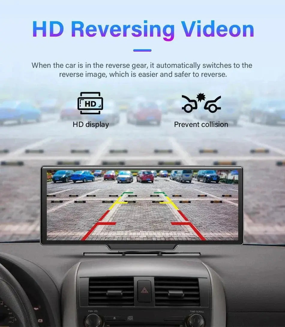 4K 10.26'' Mirror Dash Cam w/ Carplay & Android Auto MANDOTOS