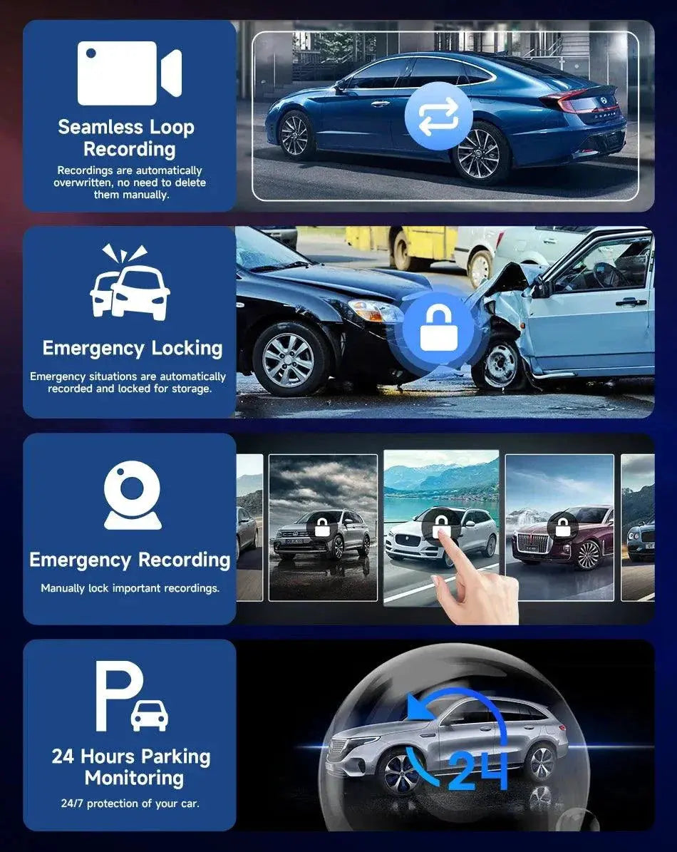 4K 10.26'' Mirror Dash Cam w/ Carplay & Android Auto MANDOTOS