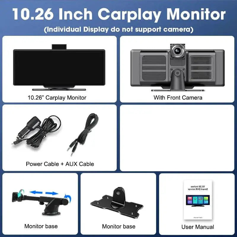 4K 10.26'' Mirror Dash Cam w/ Carplay & Android Auto MANDOTOS