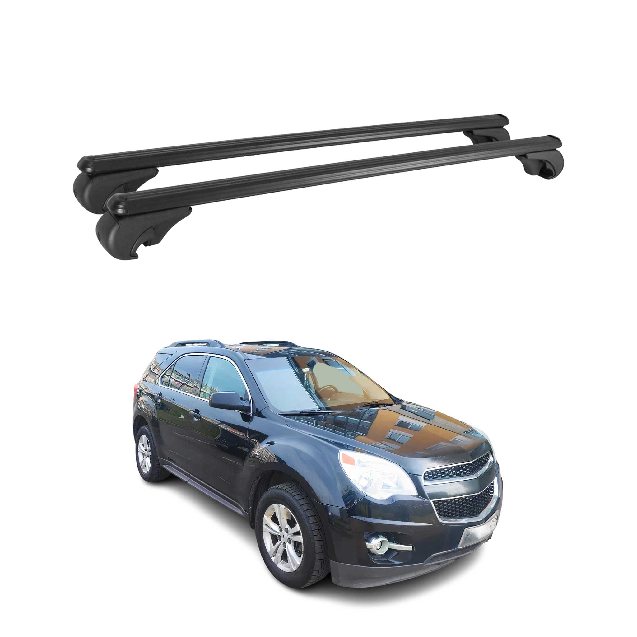 OMAC USA 2010-2017 Chevrolet Equinox Roof Rack Cross Bars Black, raised roof rails