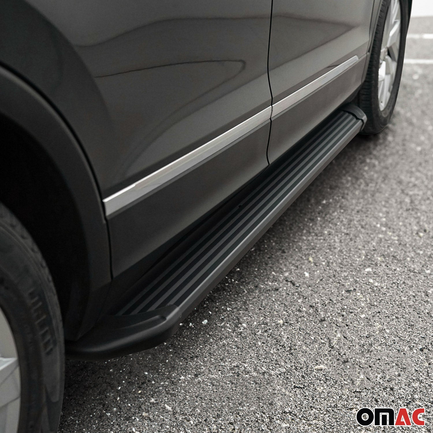OMAC USA 2019-2026 Chevrolet Silverado / GMC Sierra 1500 Double Cab Crew Cab Side Step, running boards, angled view