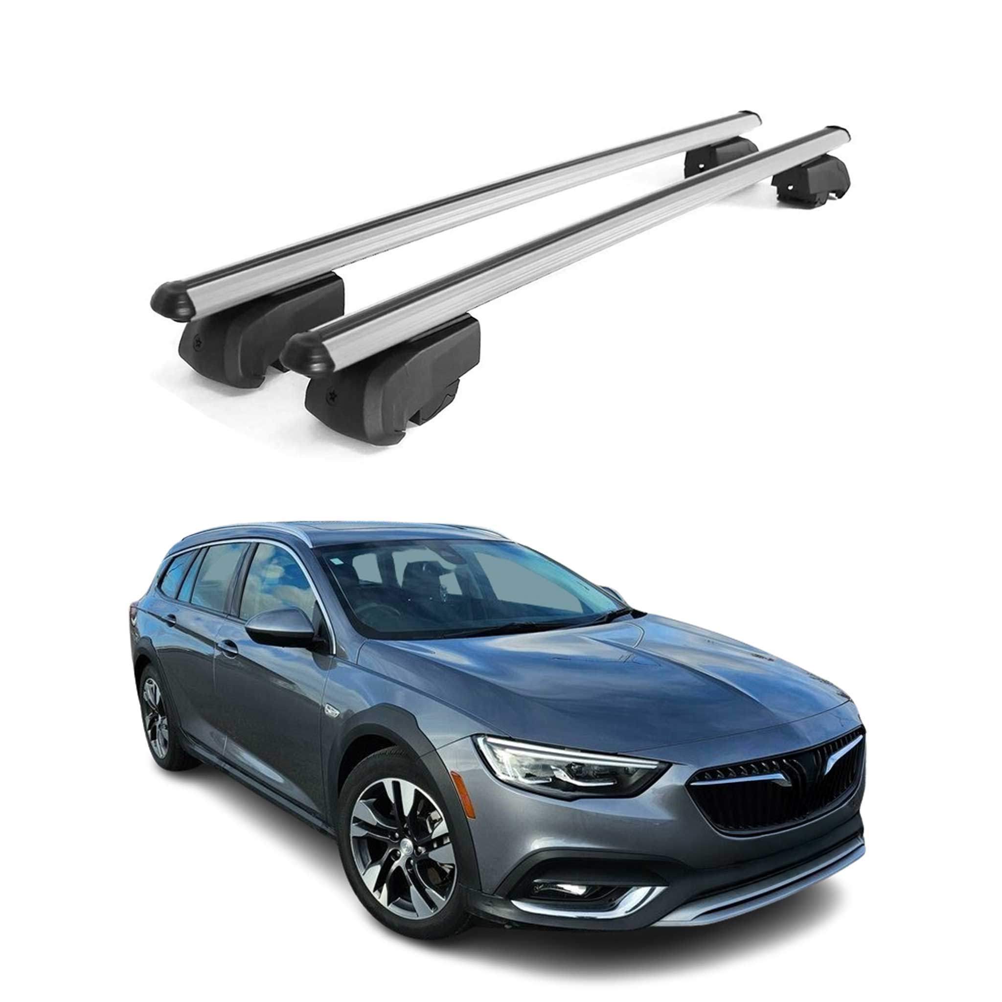 OMAC USA 2018-2020 Buick Regal TourX Roof Rack Cross Bars Silver, flush-mounted roof rails