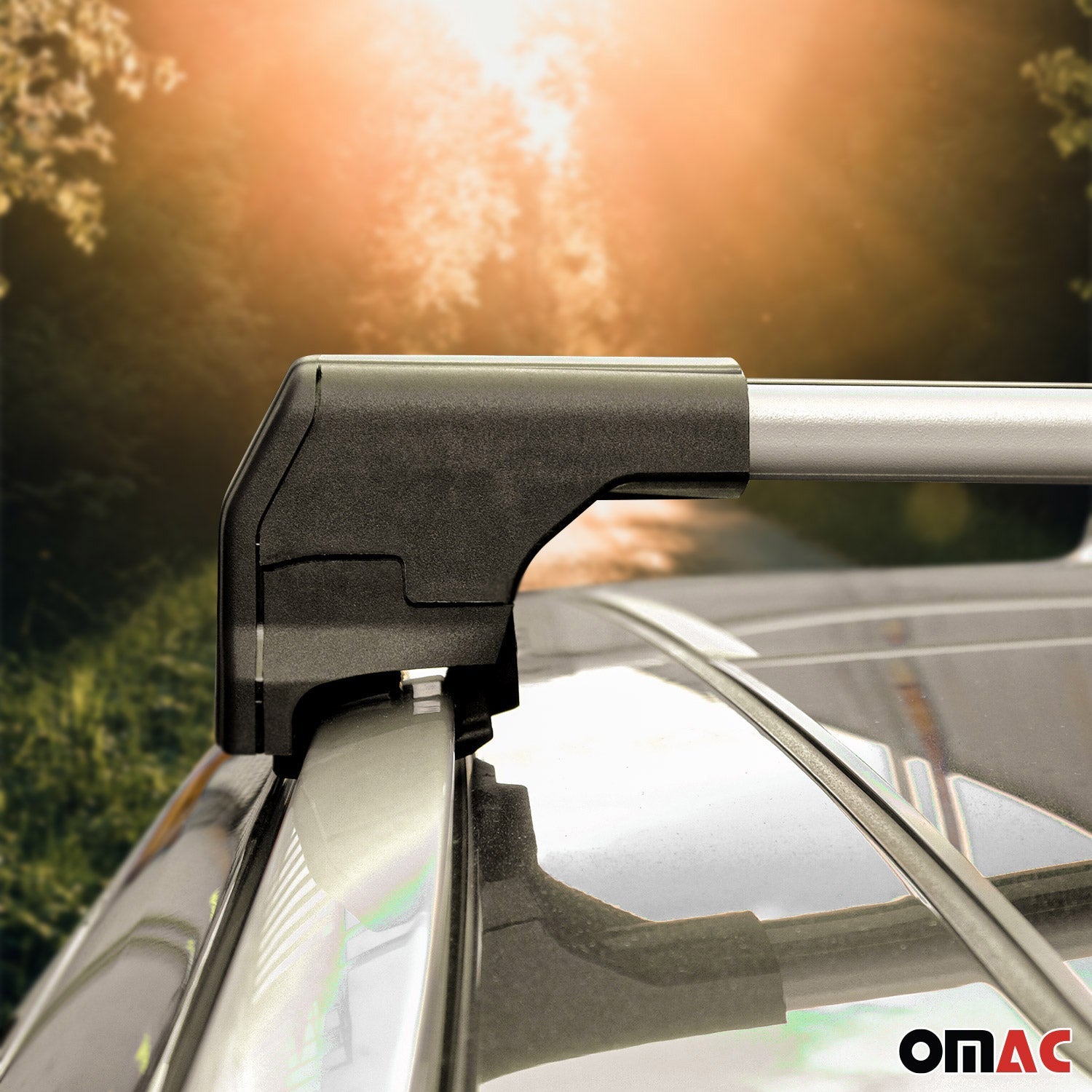 OMAC USA 2013-2016 Buick Encore Roof Rack Cross Bars Silver, flush-mounted roof rails, reverse view