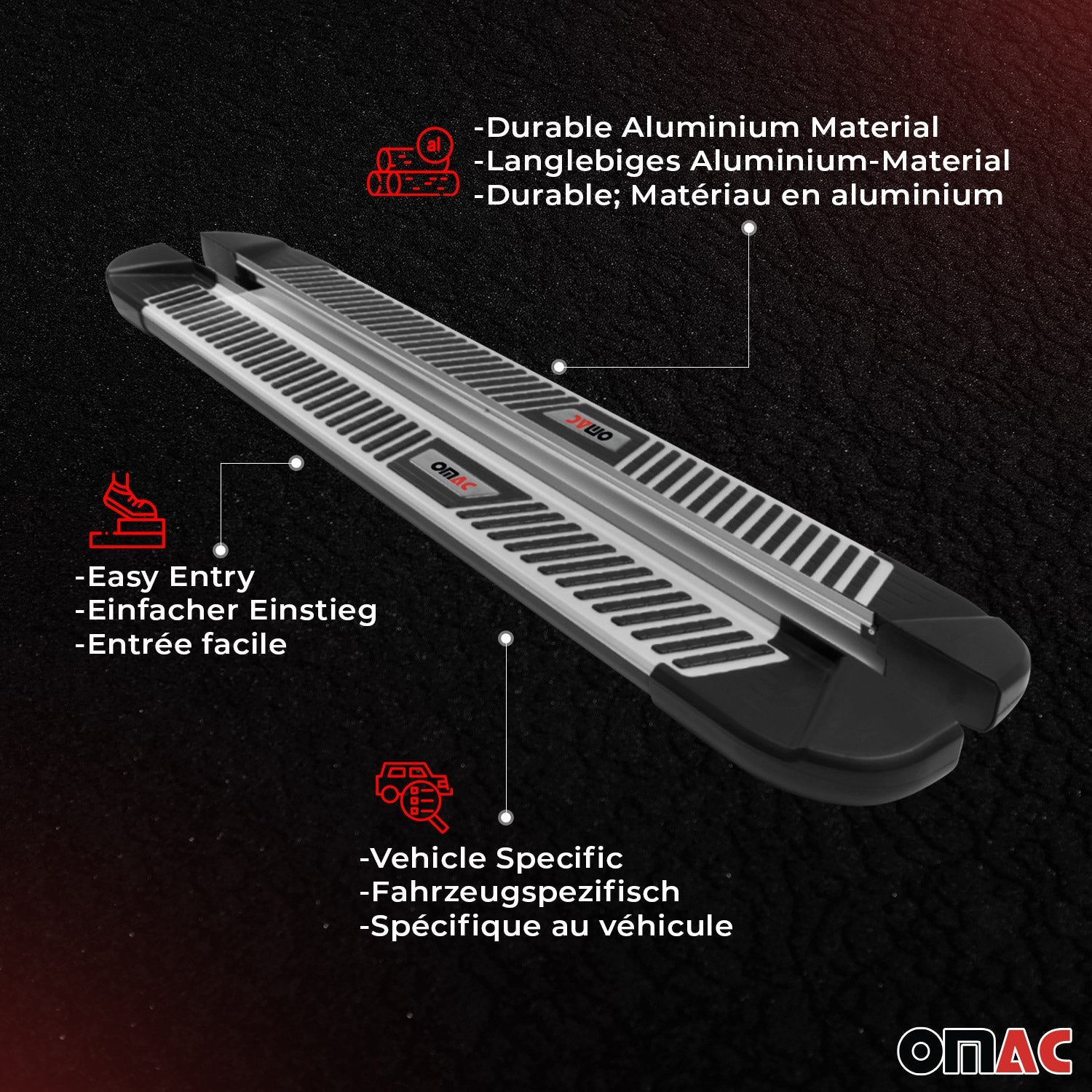 OMAC USA 2019-2026 Chevrolet Silverado / GMC Sierra 1500 Double Cab Crew Cab Side Step, running boards, side view