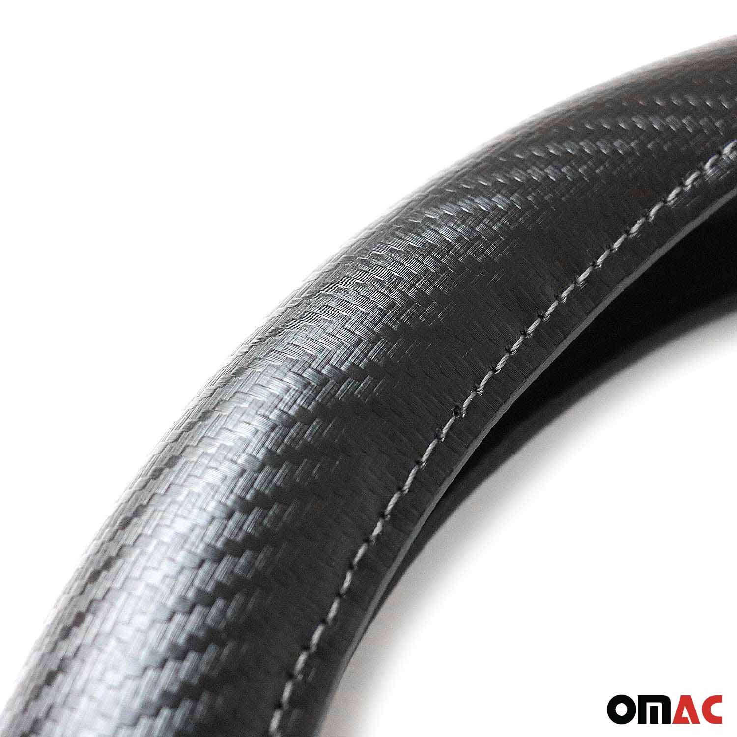 OMAC USA 14.5-15.5’’ Steering Wheel Cover Blue Stripe Leather Anti-slip Breathable, further detail