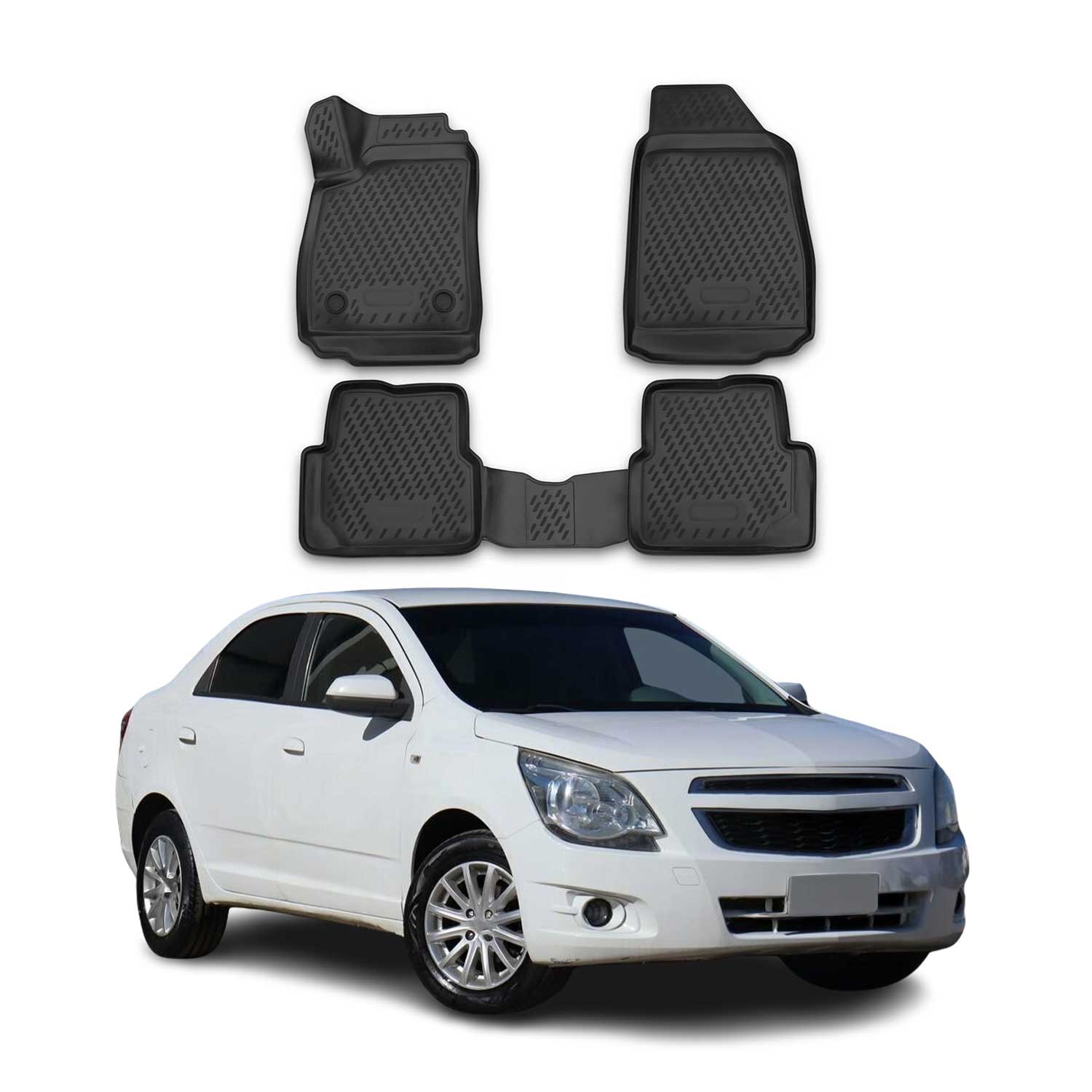 OMAC USA 2005-2010 Chevrolet Cobalt Floor Mats Liners Full Set All Weather Black, classic floor mats
