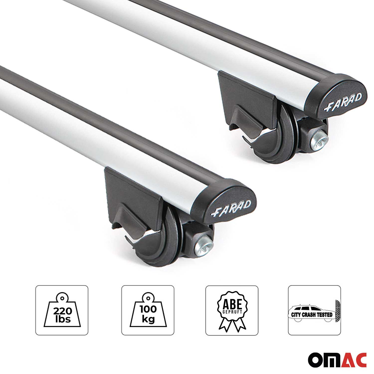 OMAC USA 2017-2022 Chevrolet Trax Roof Rack Cross Bars Silver, flush-mounted roof rails, product detail