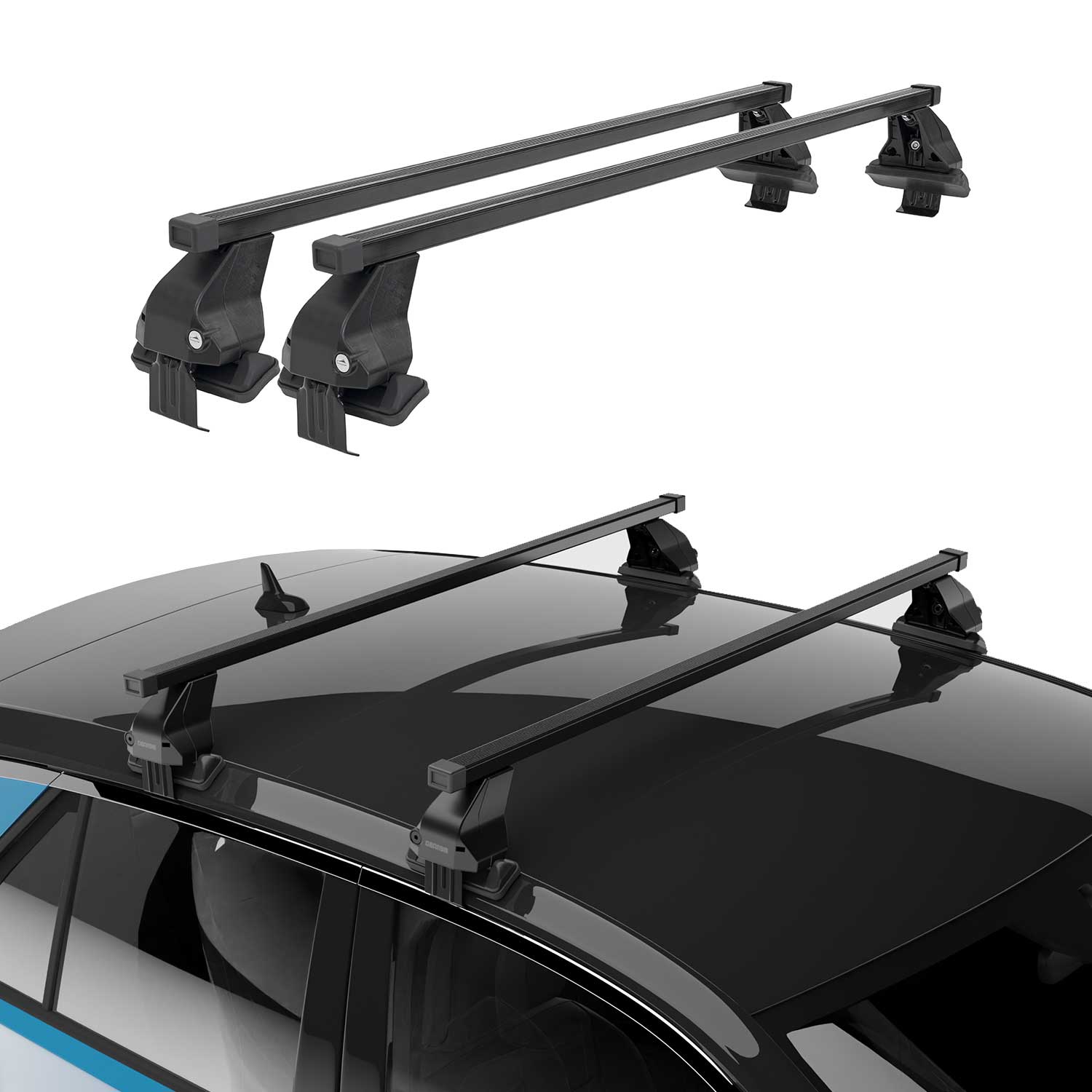 OMAC USA 2017-2026 Cadillac XT5 Roof Rack Cross Bars Black, smooth/naked roof racks
