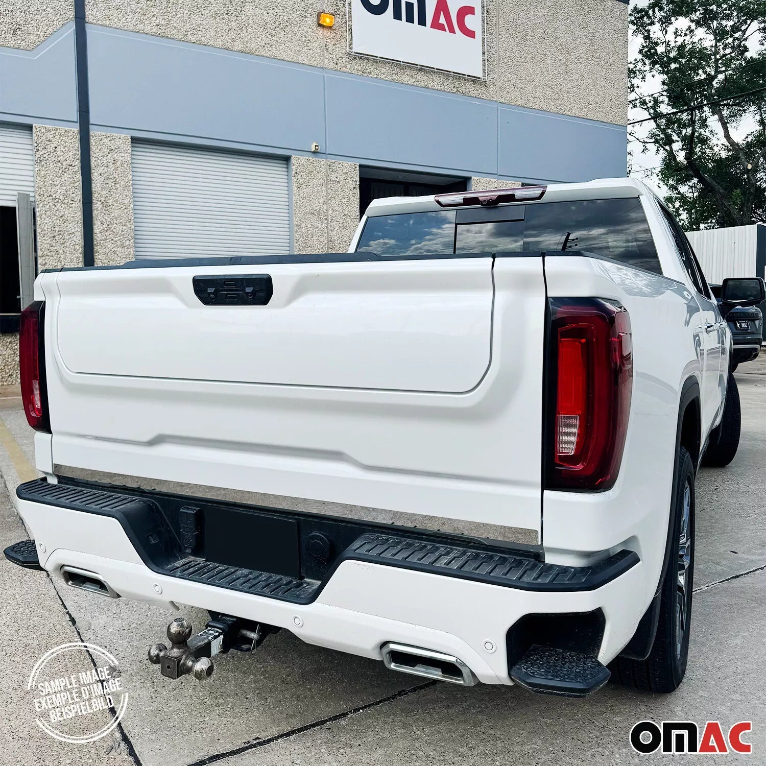 OMAC USA 2014-2019 GMC Sierra 1500/2500/3500 HD Rear Trunk Molding Trim Stainless Steel Silver 1Pc, alternate view