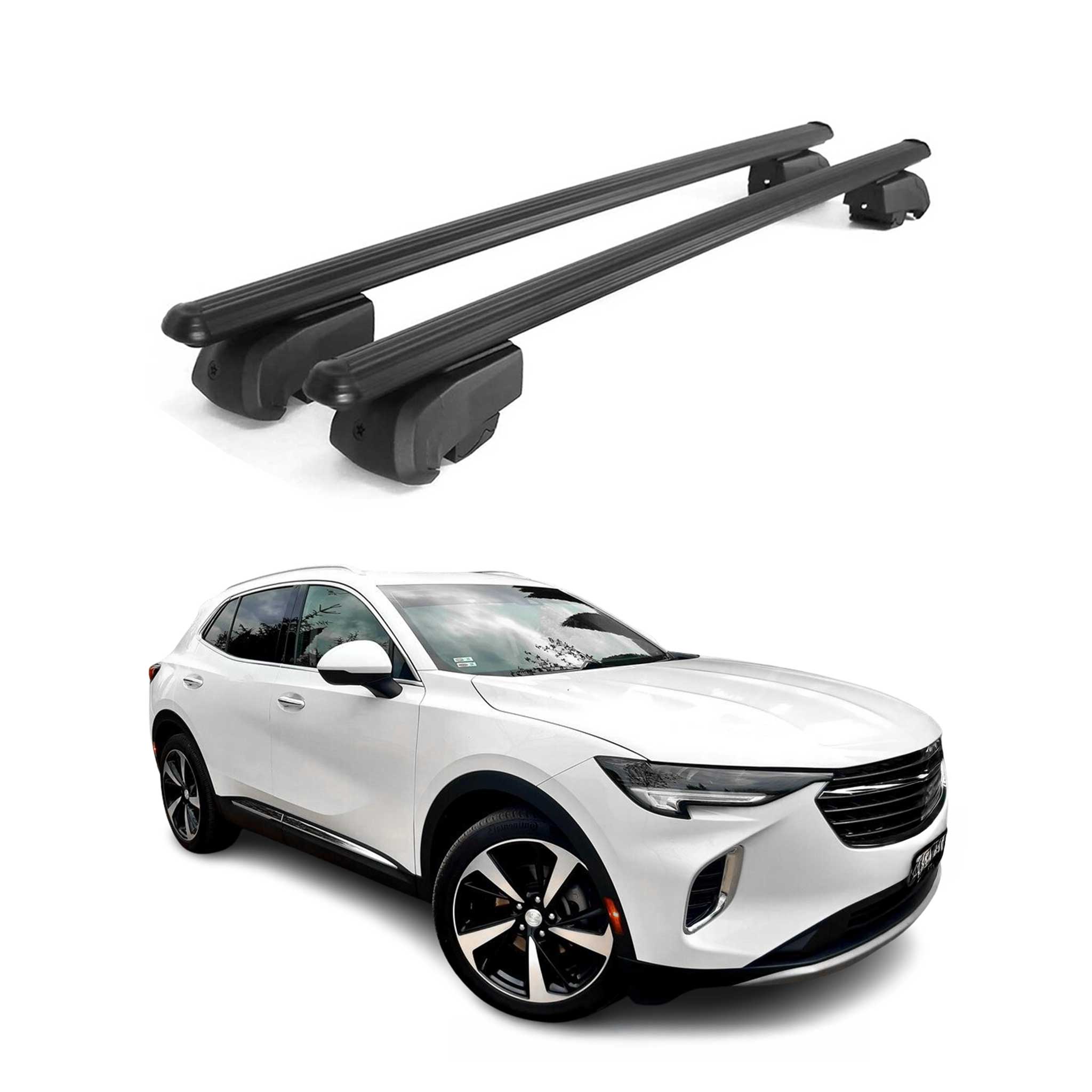 OMAC USA 2021-2024 Buick Envision Roof Rack Cross Bars Black, flush-mounted roof rails