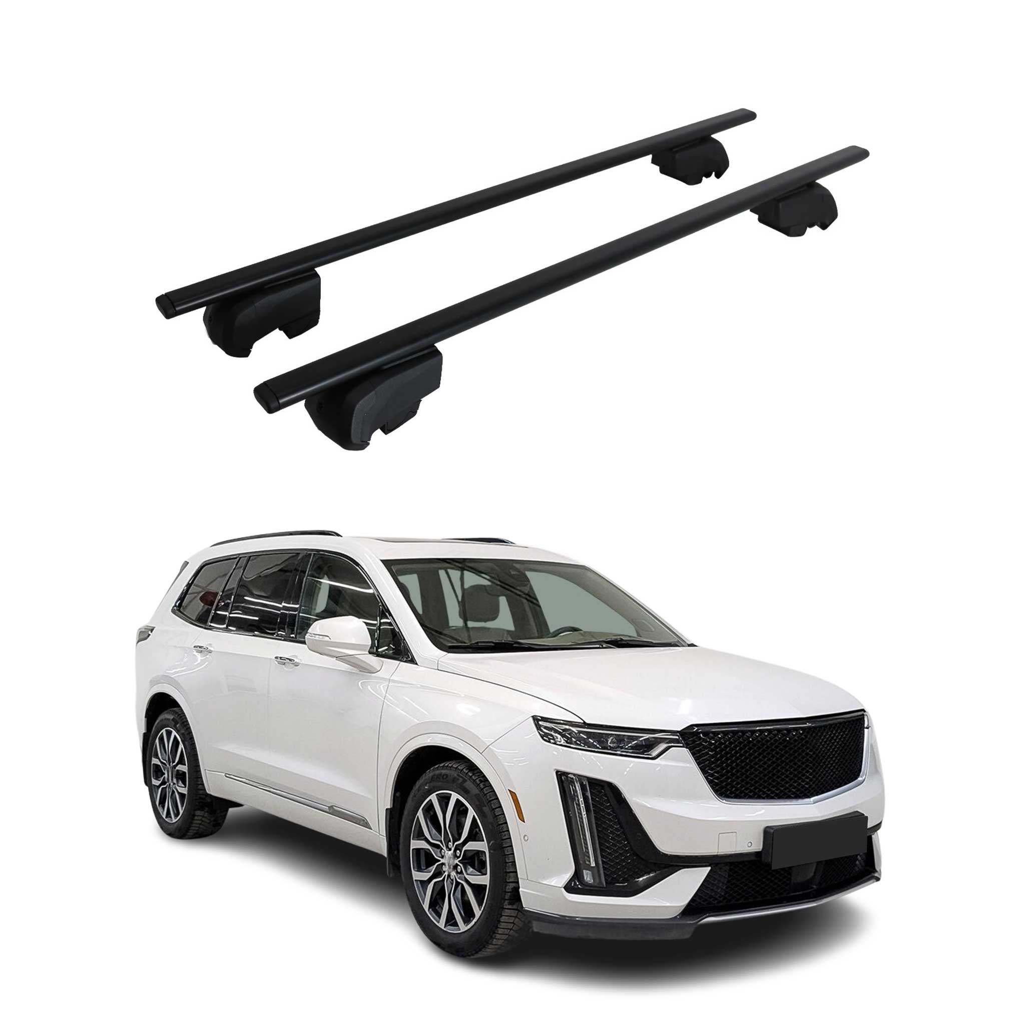 OMAC USA 2020-2025 Cadillac XT6 Roof Rack Cross Bars Black, flush-mounted roof rails
