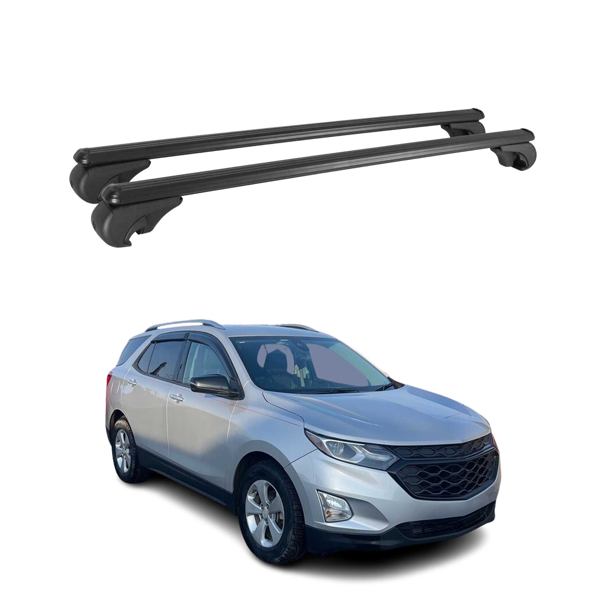 OMAC USA 2018-2024 Chevrolet Equinox Roof Rack Cross Bars Black, raised roof rails