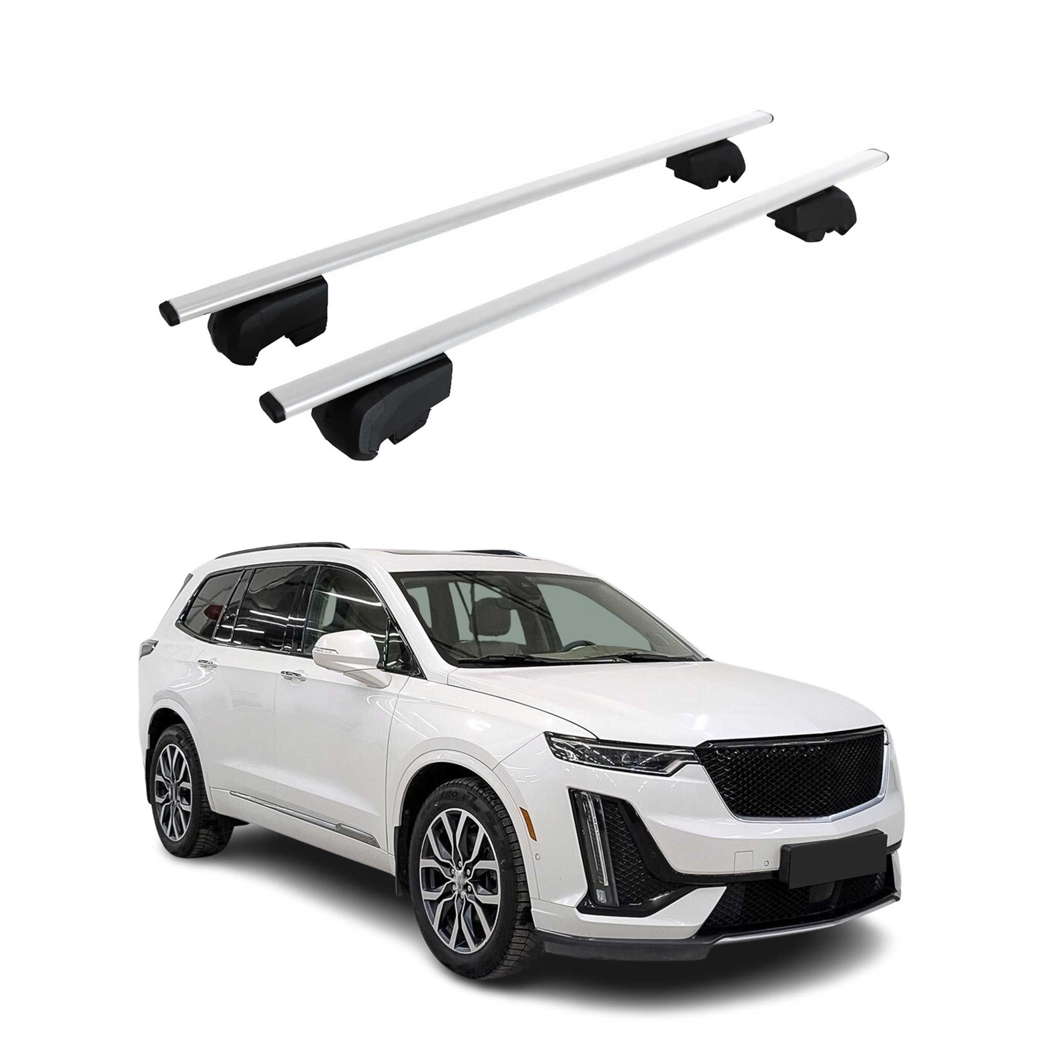 OMAC USA 2020-2025 Cadillac XT6 Roof Rack Cross Bars Silver, flush-mounted roof rails