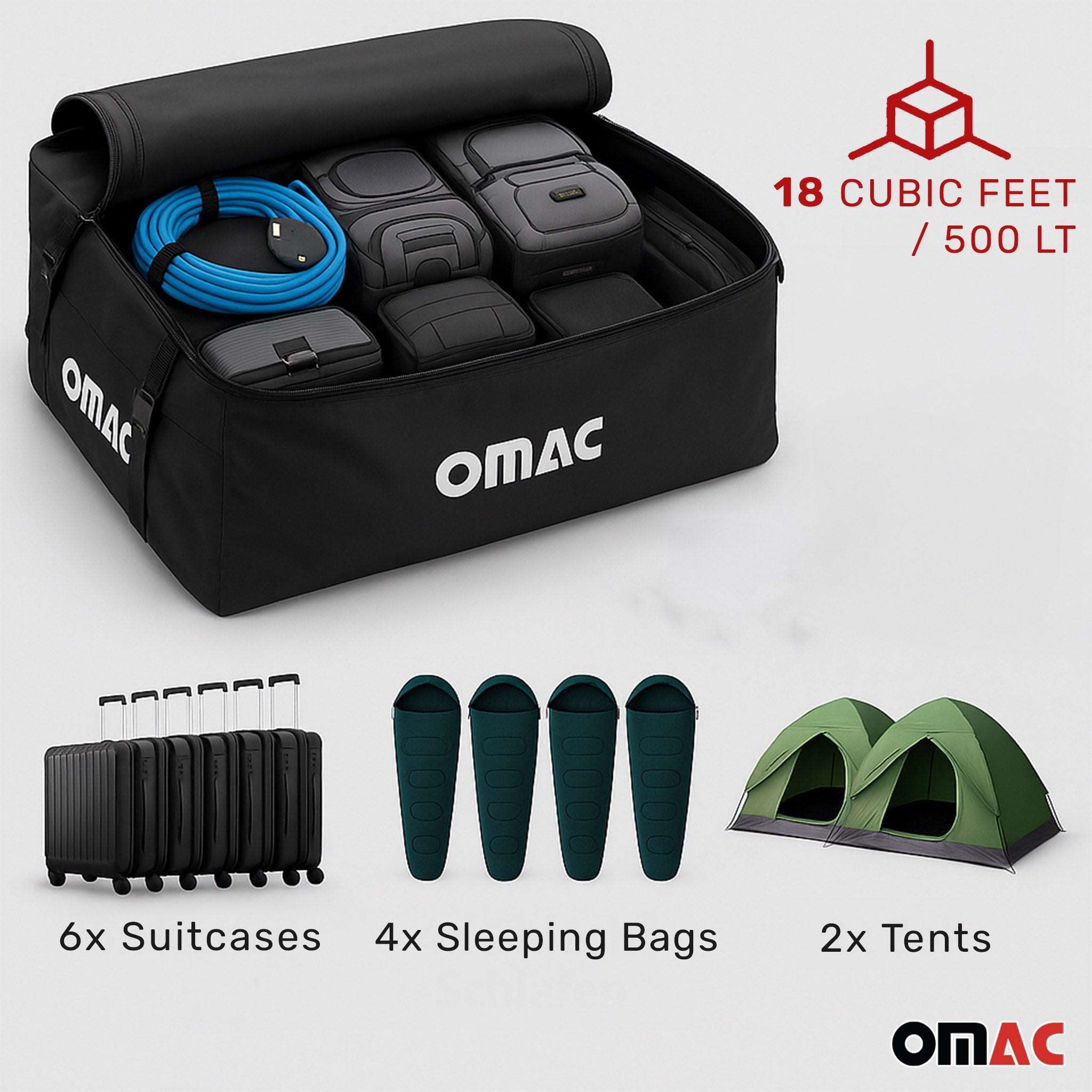 OMAC USA Roof Cargo Bag 17.6 Cubic Feet Black, alternate view
