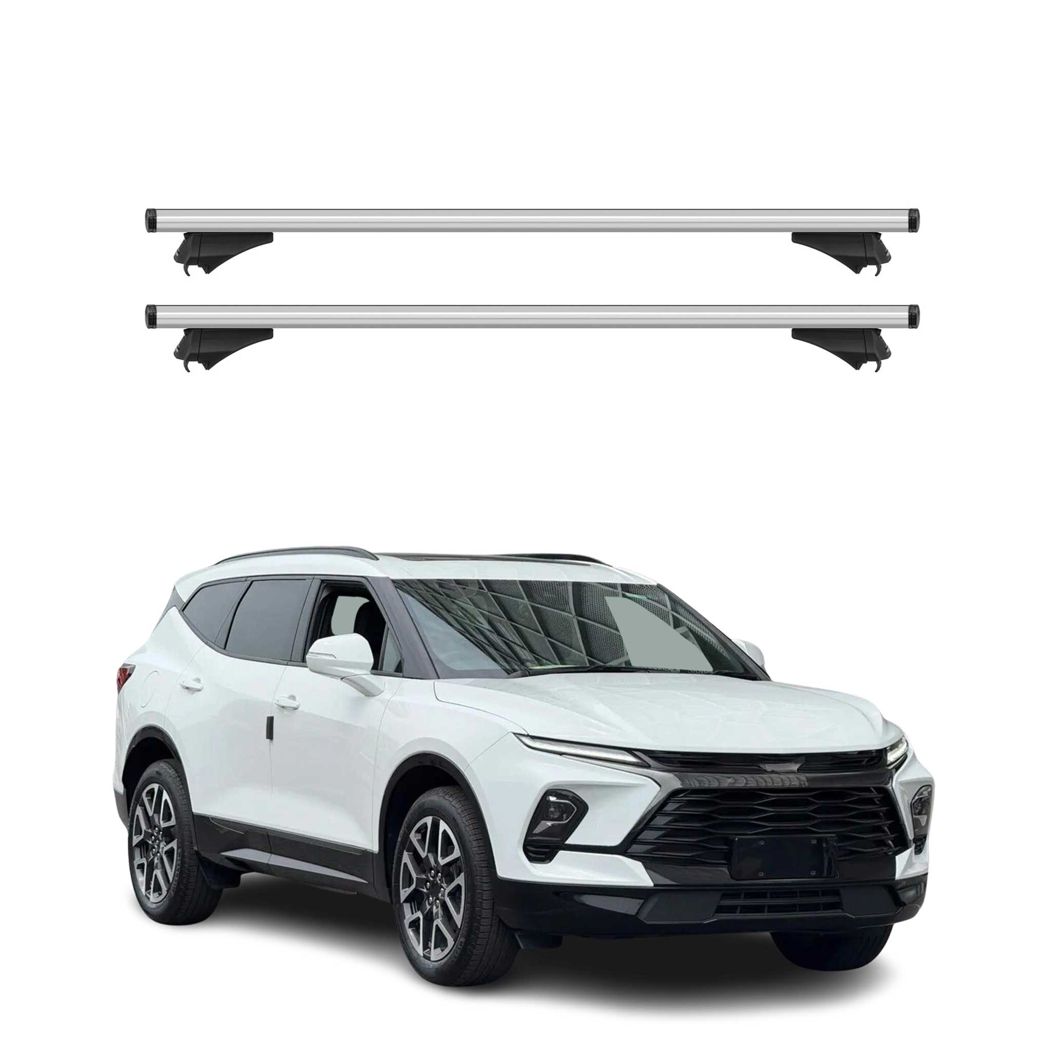 OMAC USA 2024-2026 Chevrolet Blazer EV Roof Rack Cross Bars Luggage Carrier Silver 2Pcs, flush-mounted roof rails